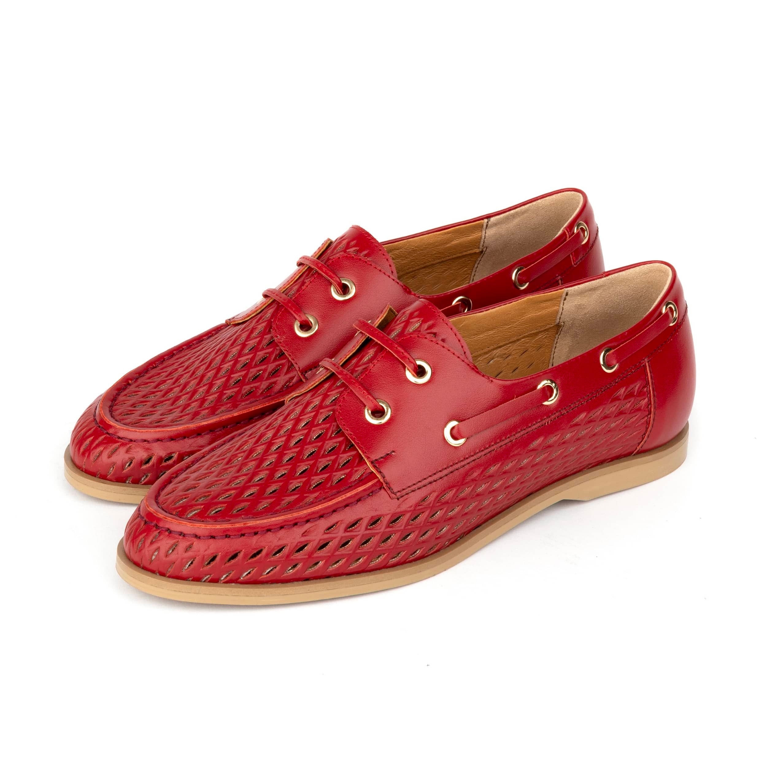 Row Your Boat - Red - Women's Leather Boat Shoes