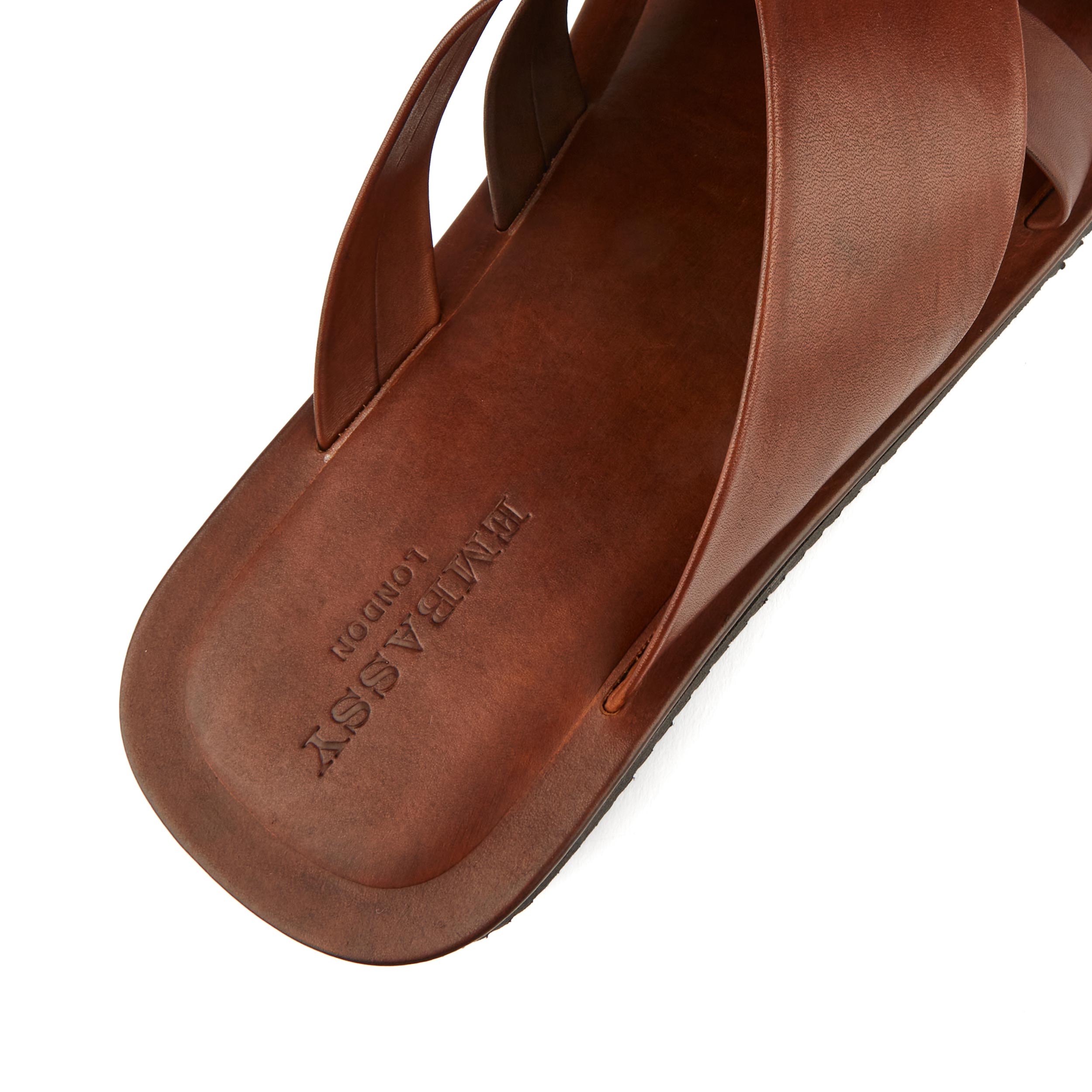 Rio - Brown - Men's crossover straps fully leather lined slide sandal