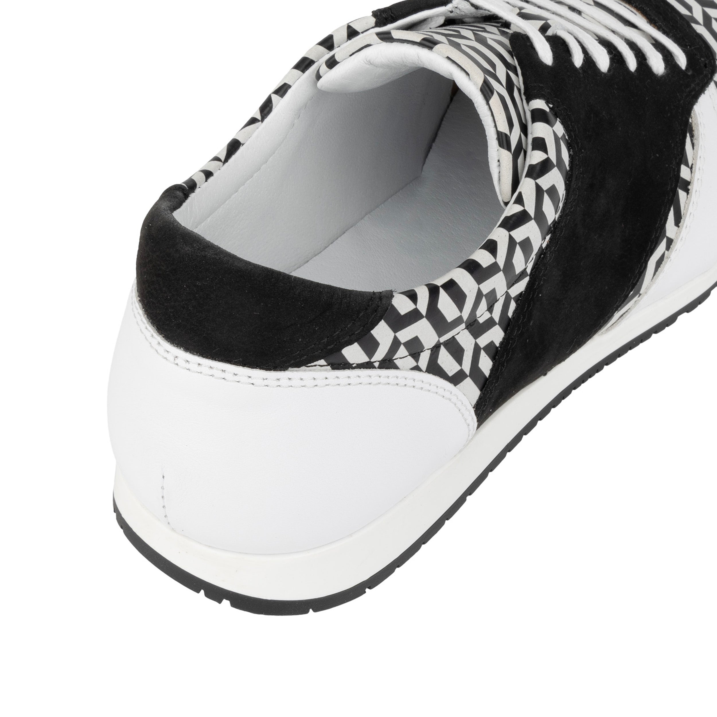 San Francisco - White & Black Hexa - Men's lace-up leather & suede trainer
