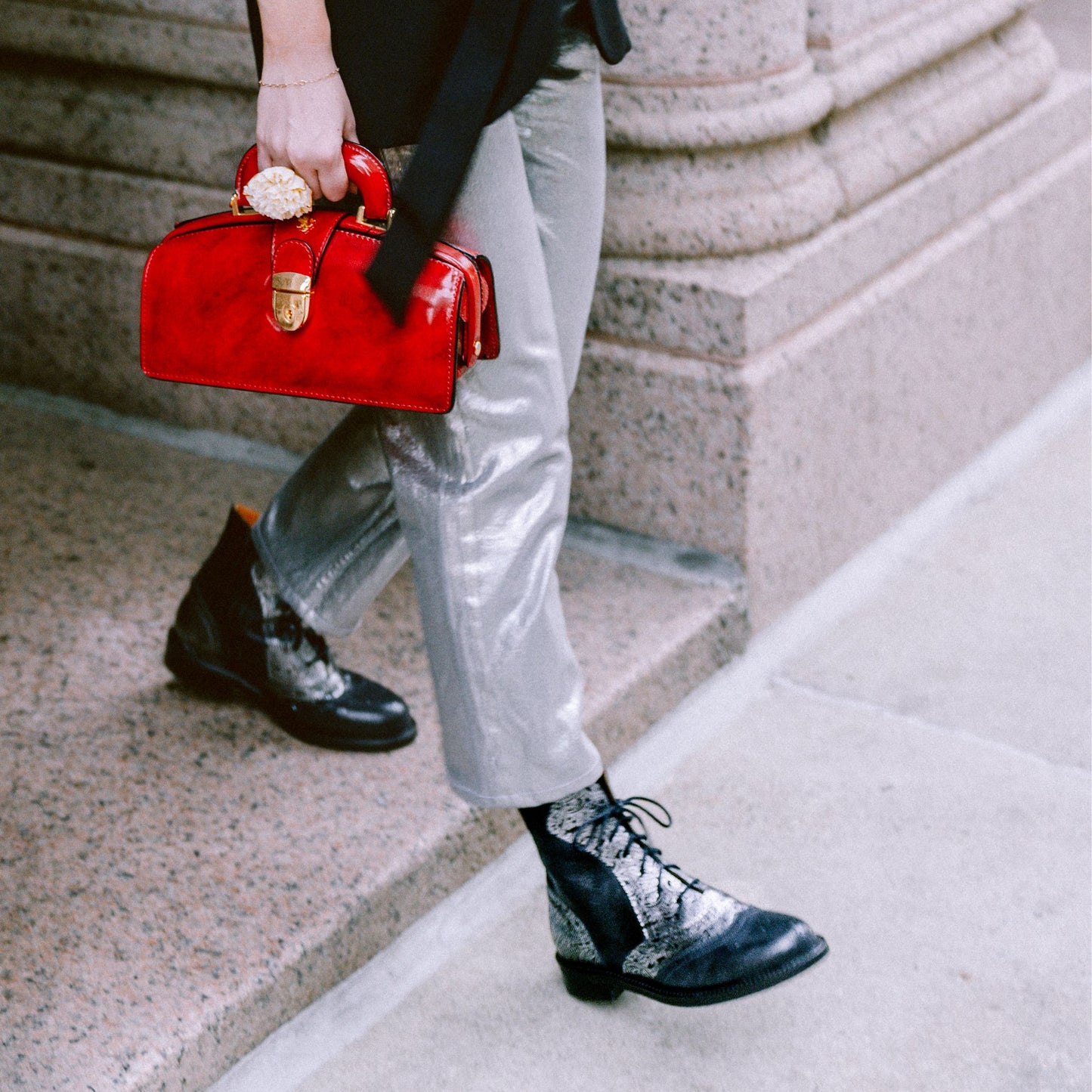 Brick Lane Boots - Black & Silver