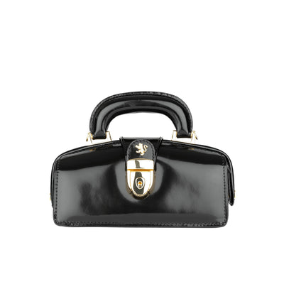 Gazelle Mini - Black - Women’s mini patent leather top handle & crossbody bag
