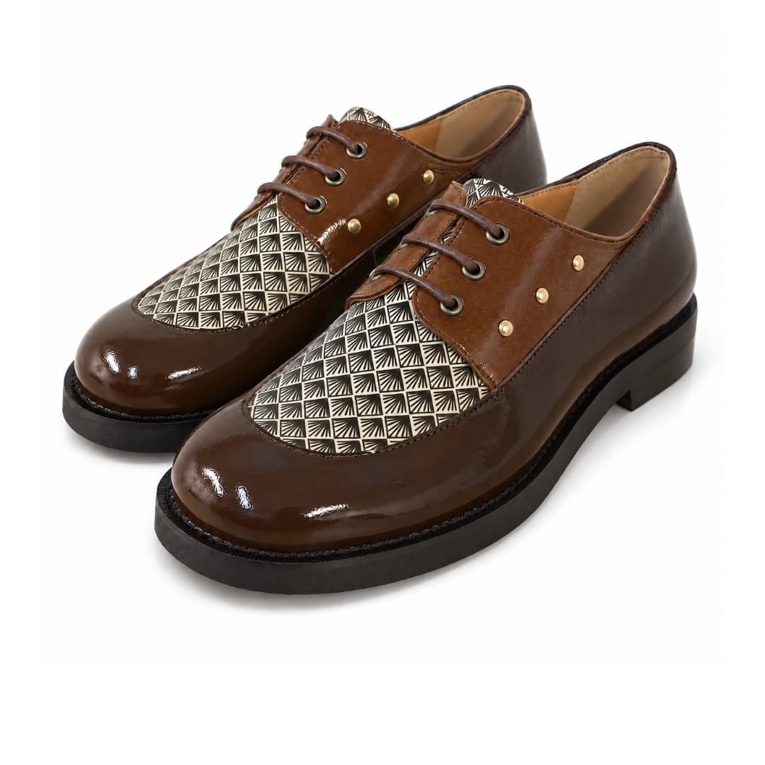 Grace - Brown Mix Grace - Brown Mix - Women's Leather Lace-Up Shoes with Featherlight Sole