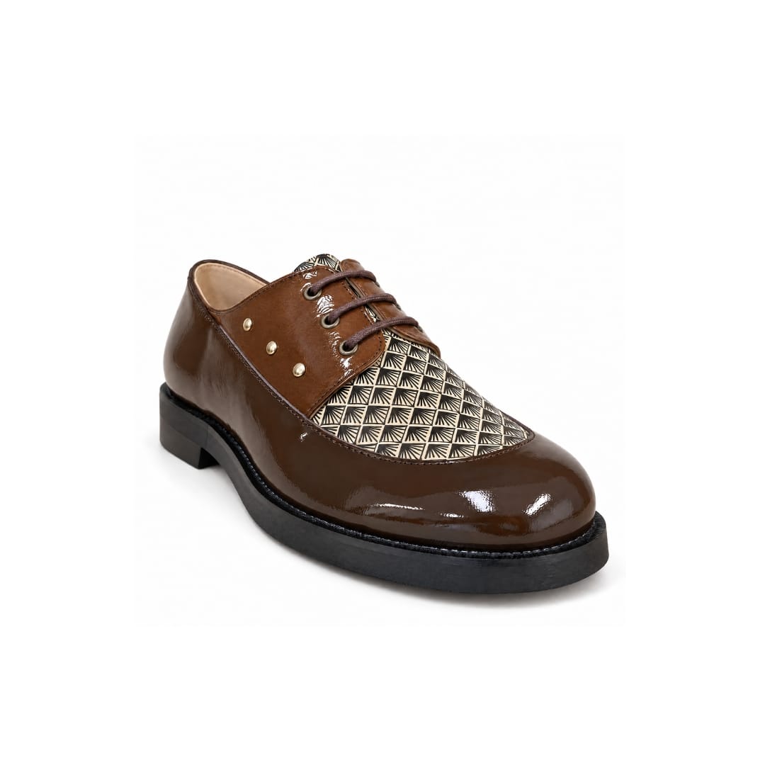 Grace - Brown Mix Grace - Brown Mix - Women's Leather Lace-Up Shoes with Featherlight Sole