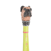 Pug - Brown - Hand-painted shoe horn with sculpted pug head