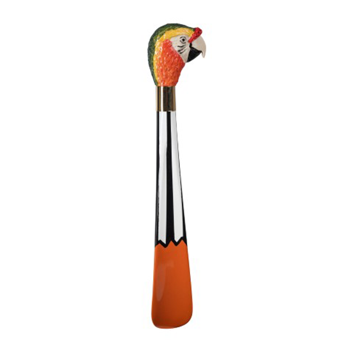 Parrot - Multi - Hand-painted shoe horn with sculpted parrot head