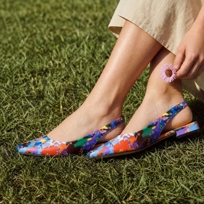 Holly - Summer Colours -Women's pointed toe printed leather slingbacks
