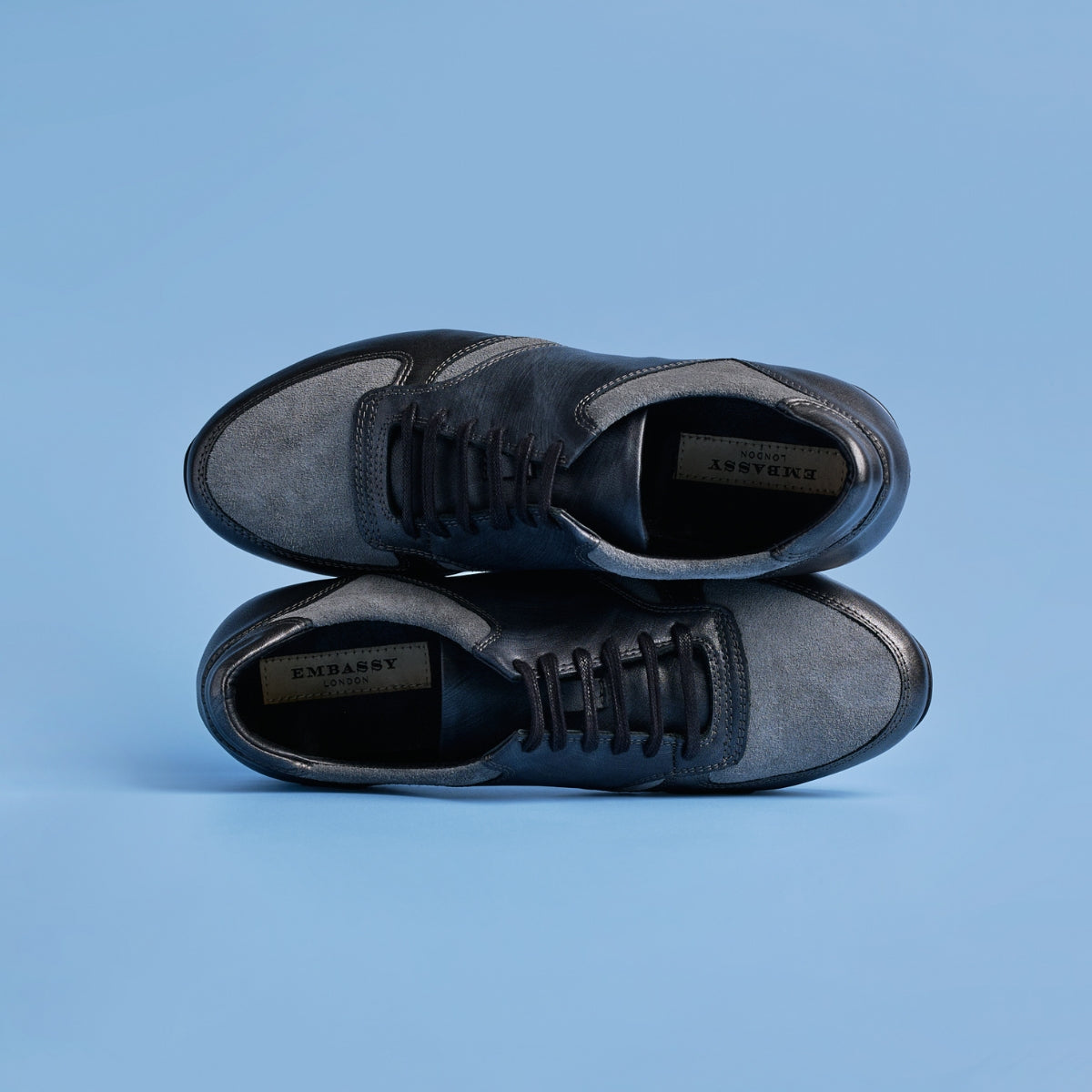 San Francisco - Grey & Grey - Men's lace-up leather & suede trainer