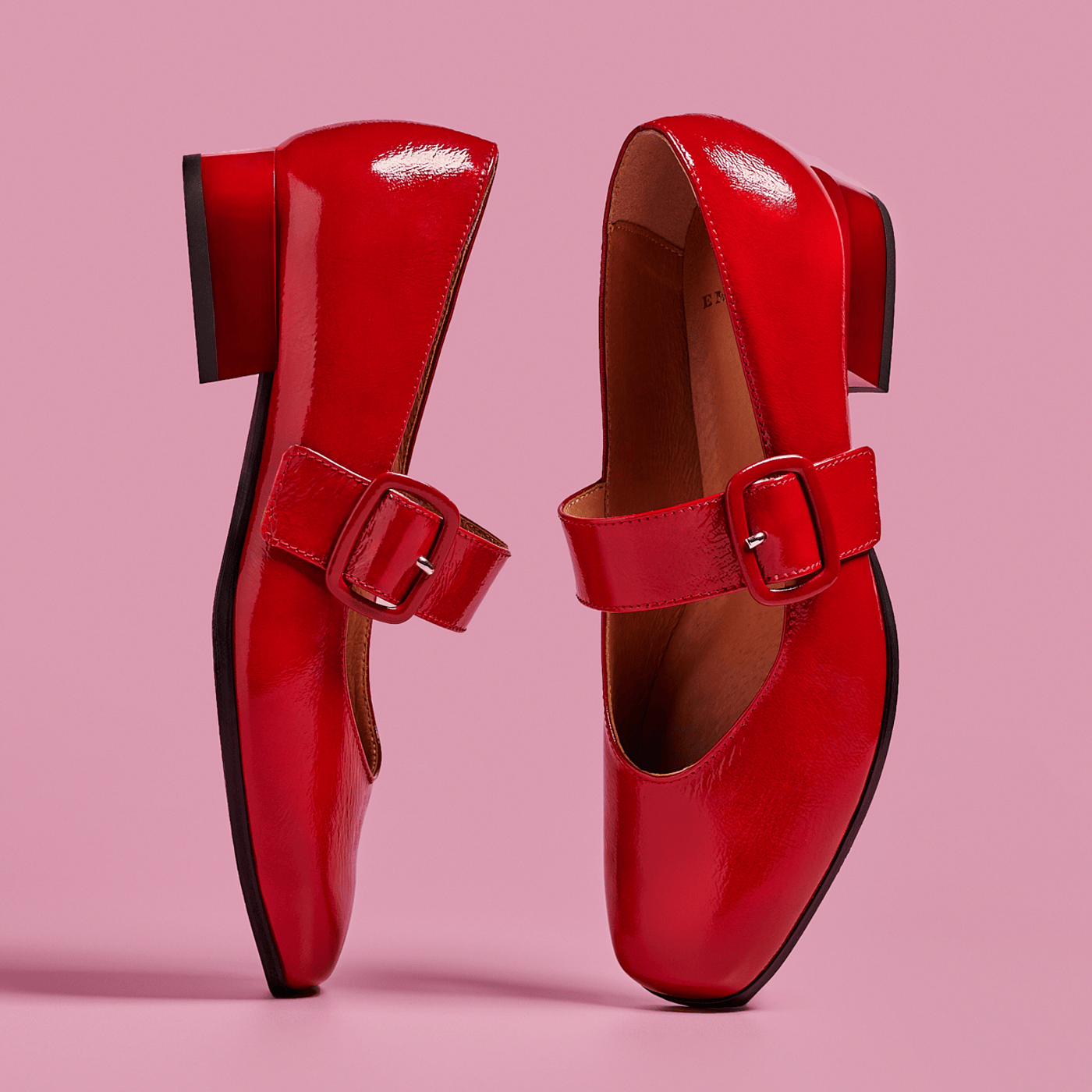 Bliss - Red - Women's block heel square toe patent leather Mary-Jane