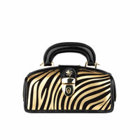 Gazelle Mini - Black & Gold Stripes - Women’s mini leather top handle & crossbody bag