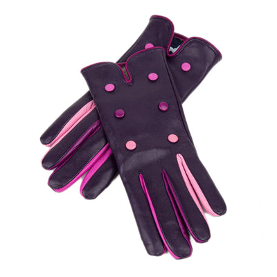 Toasty - Purple - Women's quality purple Italian leather gloves wool lined