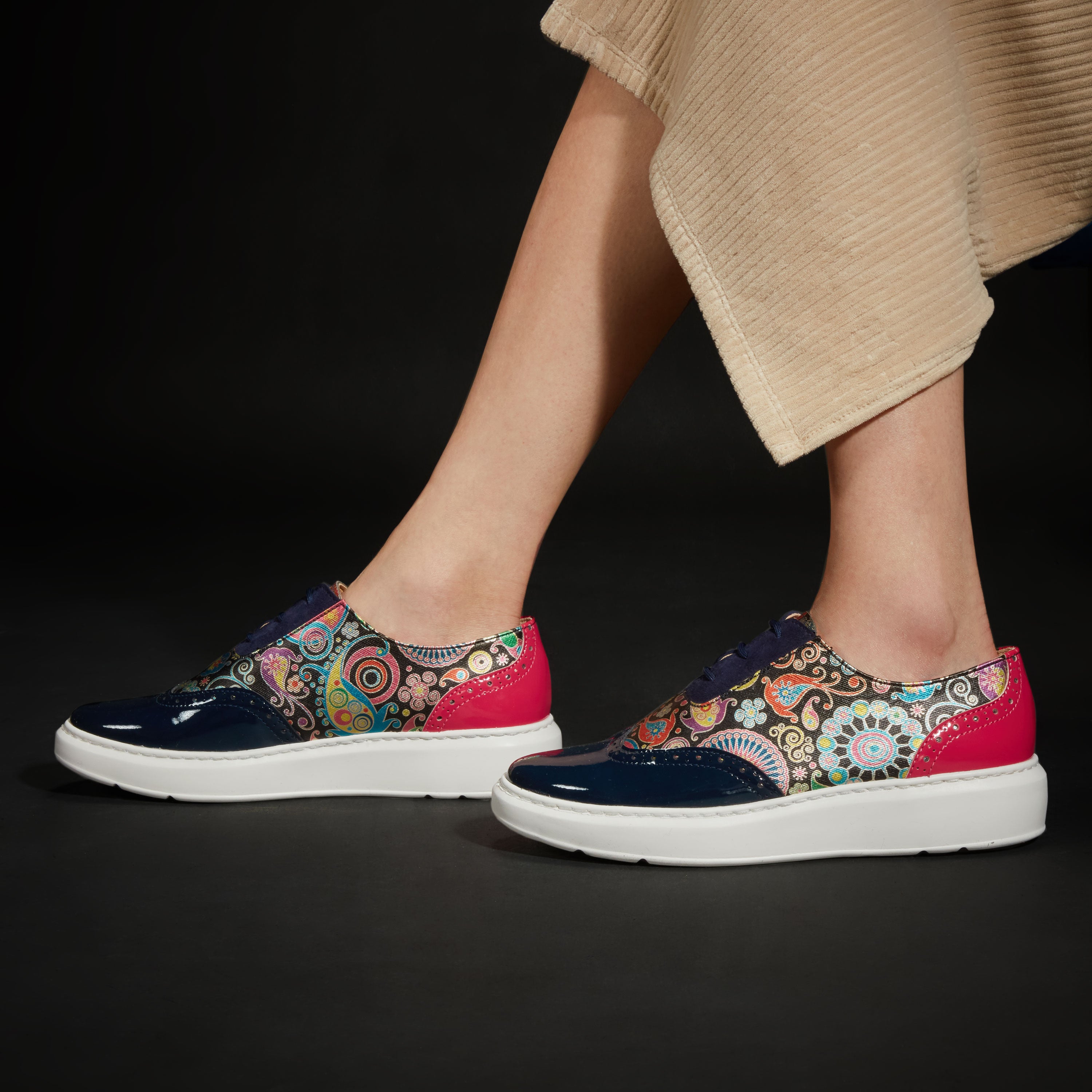 Colorado Navy Pink Women s lightweight EVA sole trainer with brogu