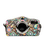 Flash - Navy & Pink - Camera shaped leather bag with zip closure and LED inside