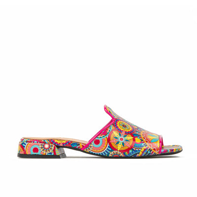South Beach - Signature - Women's fully leather lined flat sliders in multi colour