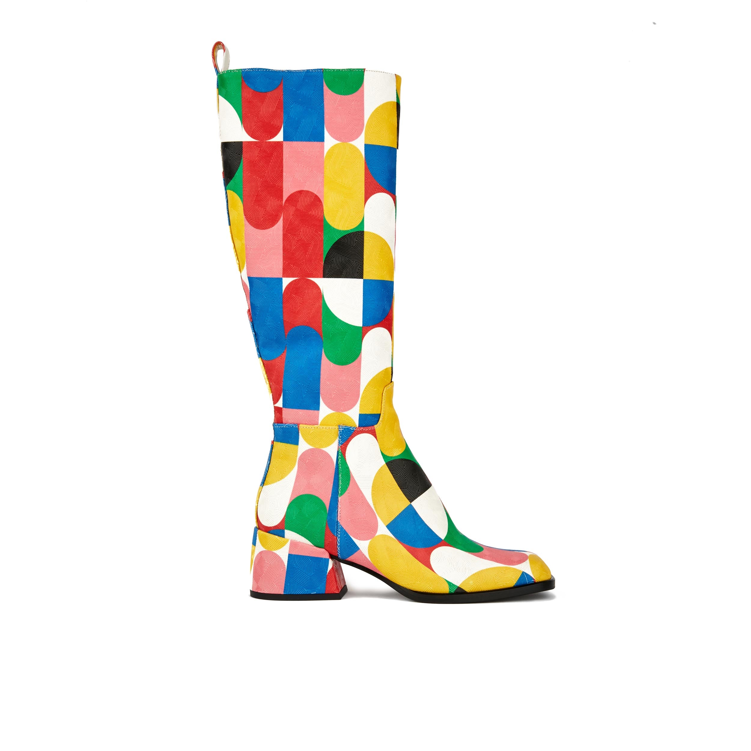 Spring - Groovy - Women's Italian leather block heel colourful long boot