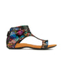 Downtown - Tropical - Women's covered heel flat leather sandal with T Bar strap