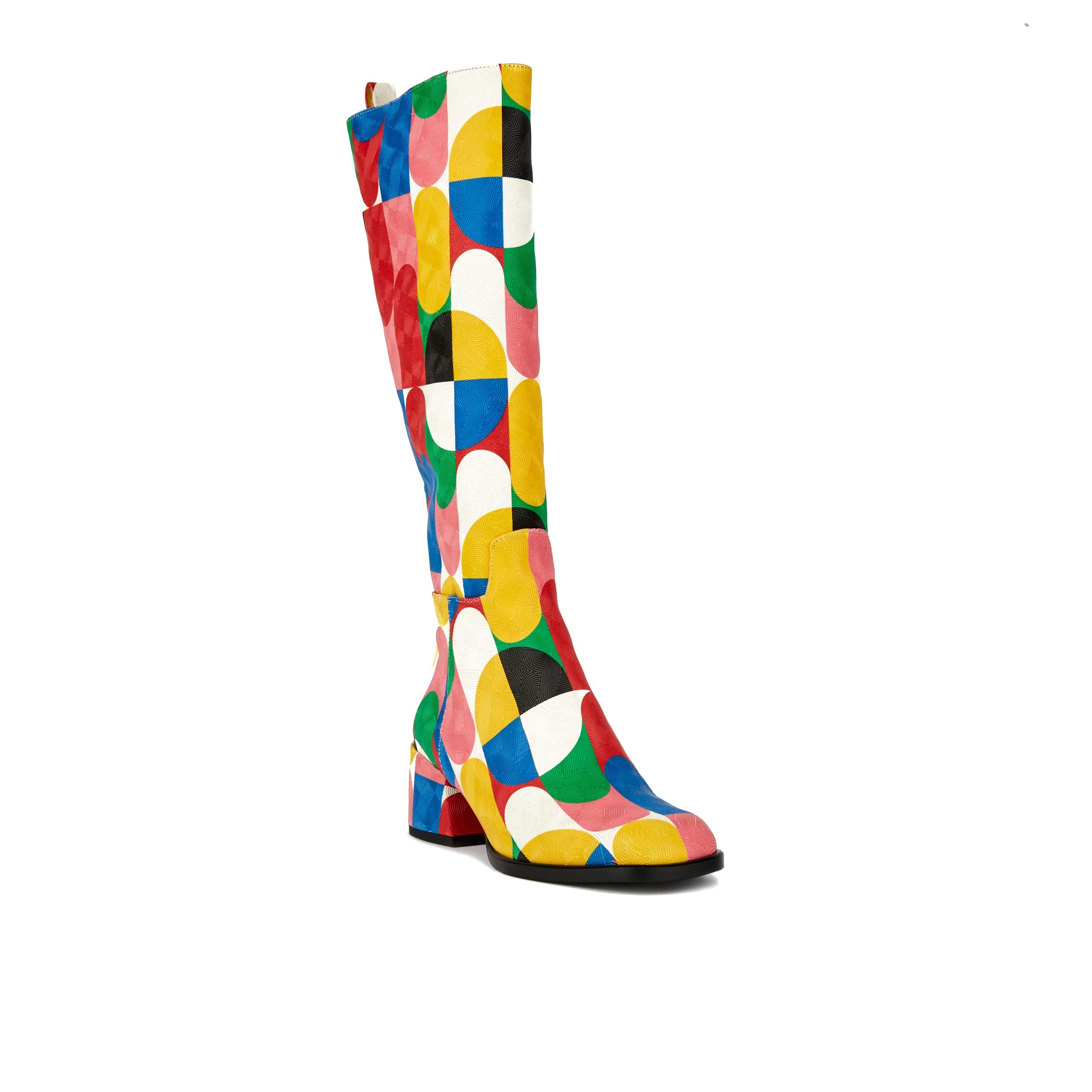 Spring - Groovy - Women's Italian leather block heel colourful long boot