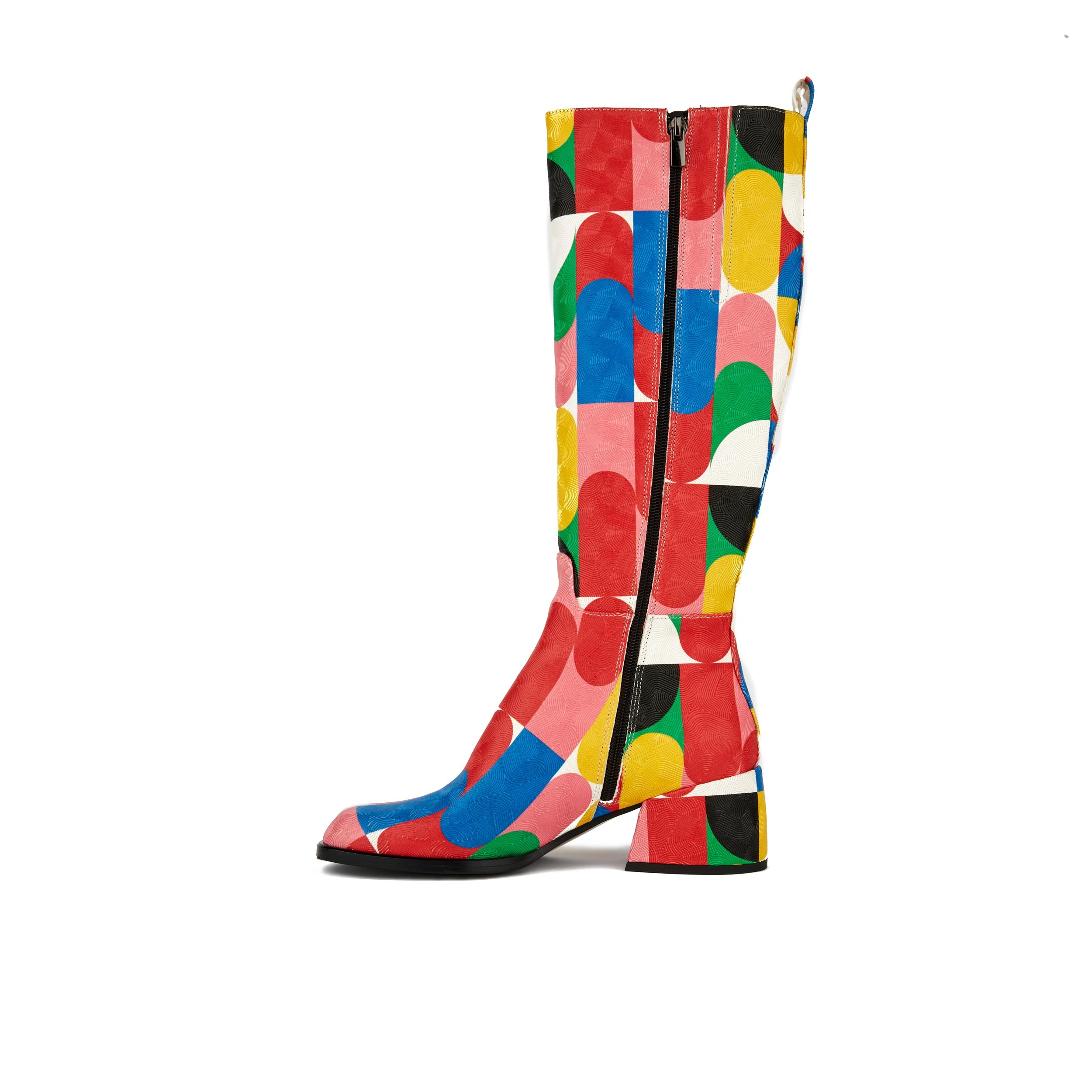 Spring - Groovy - Women's Italian leather block heel colourful long boot