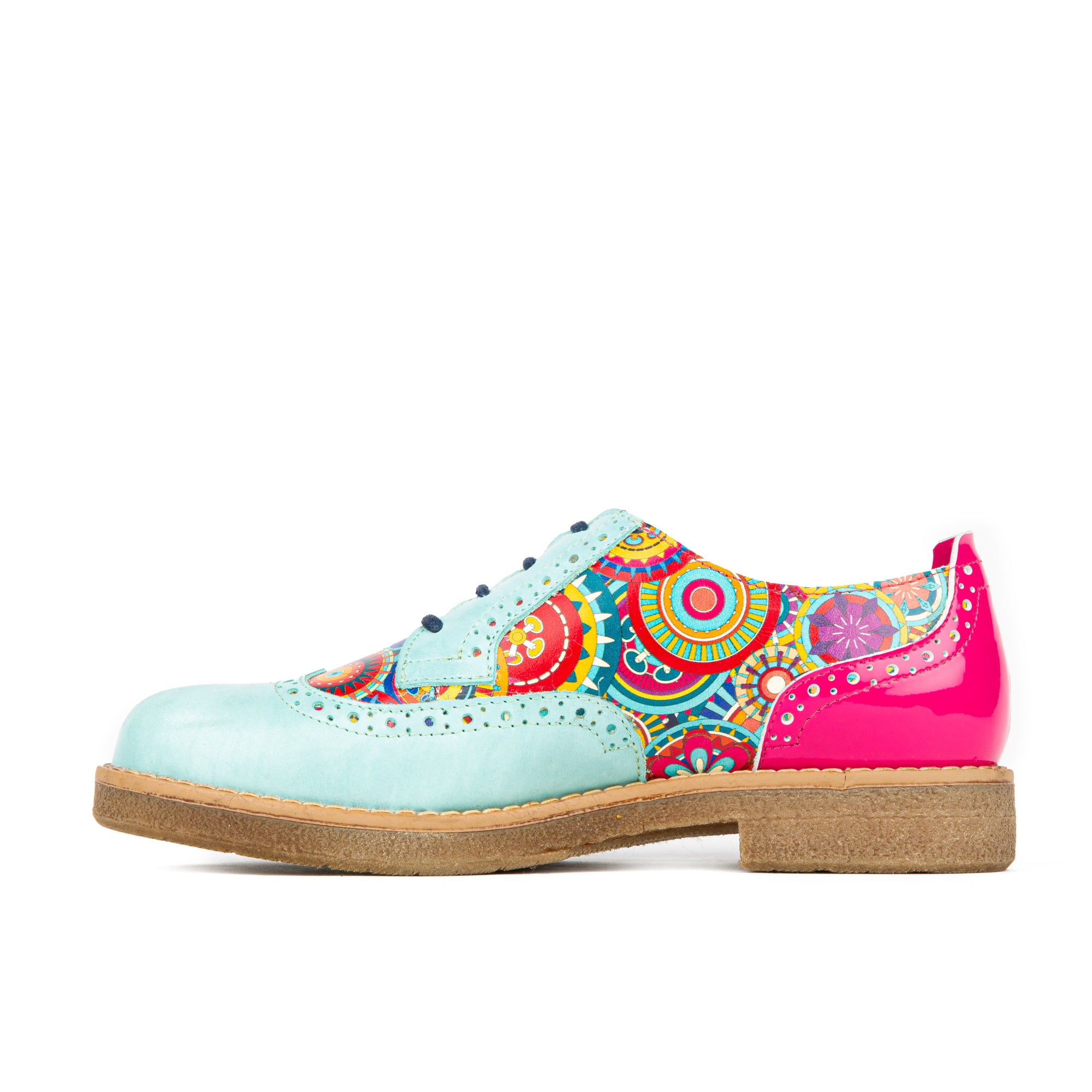 The Artist - Light Blue - Women's derby leather shoe with brogue detailing