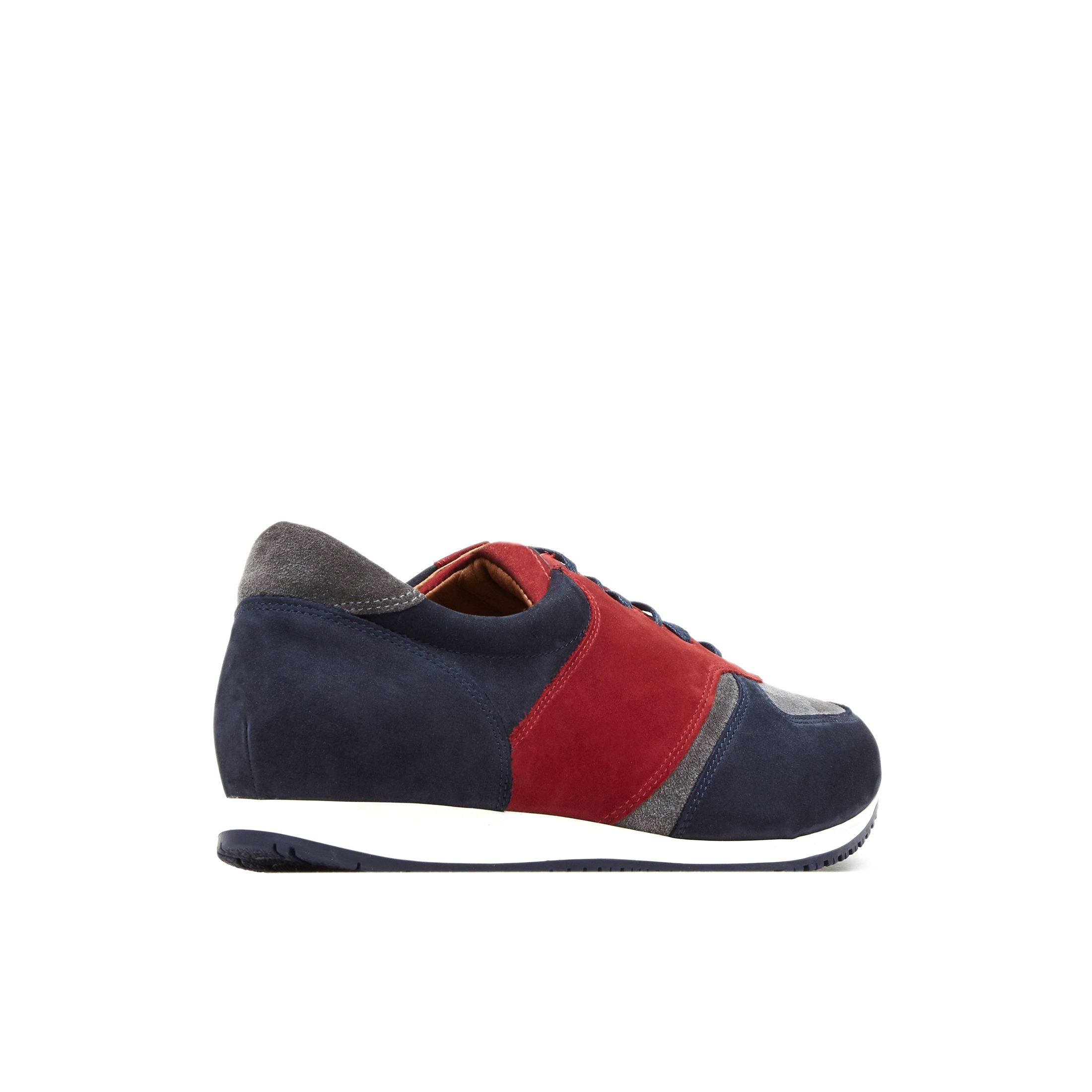 San Francisco - Sunrise - Men's low top nubuck leather trainer in red & navy