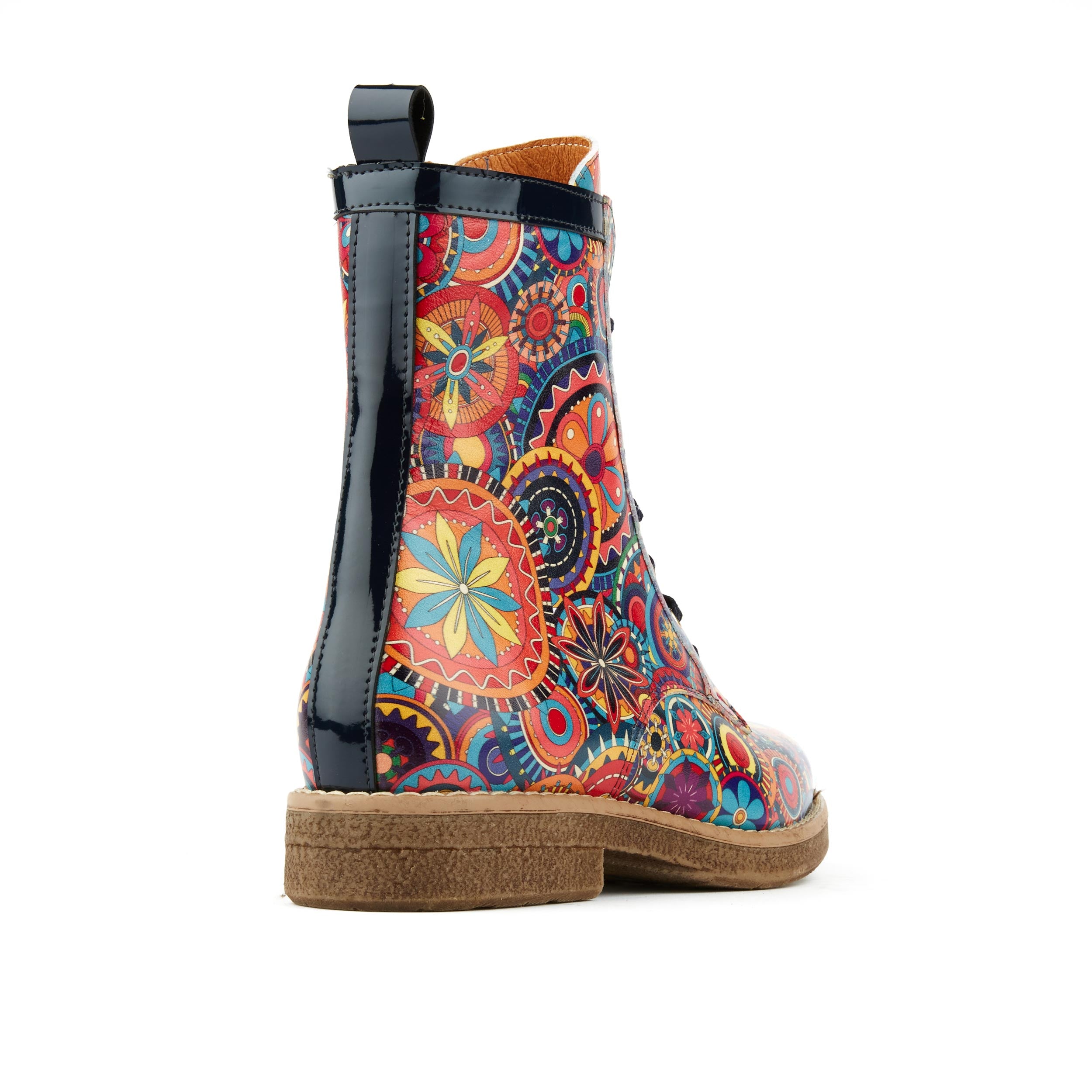 Traveller - Signature - Women's higher ankle leather boot in multicolour pattern