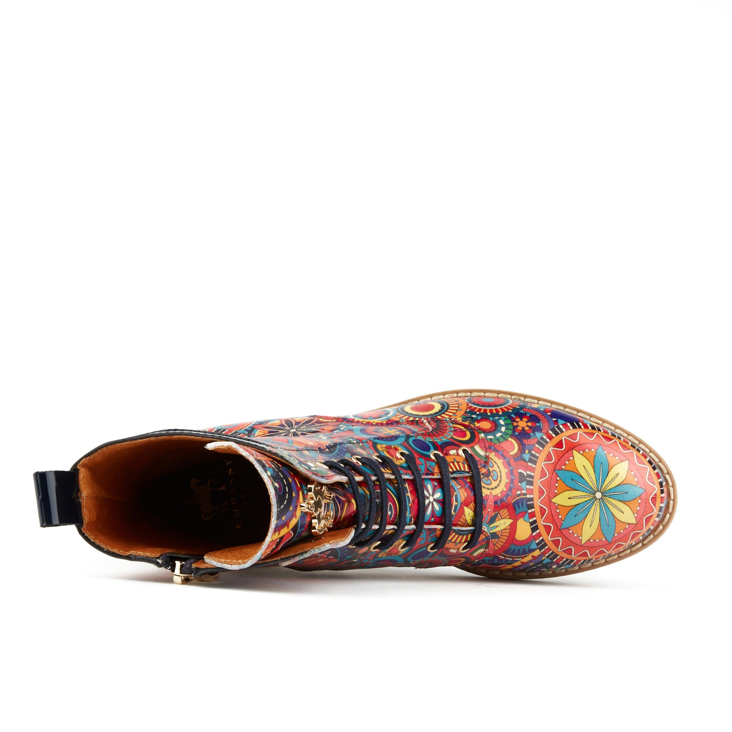 Traveller - Signature - Women's higher ankle leather boot in multicolour pattern