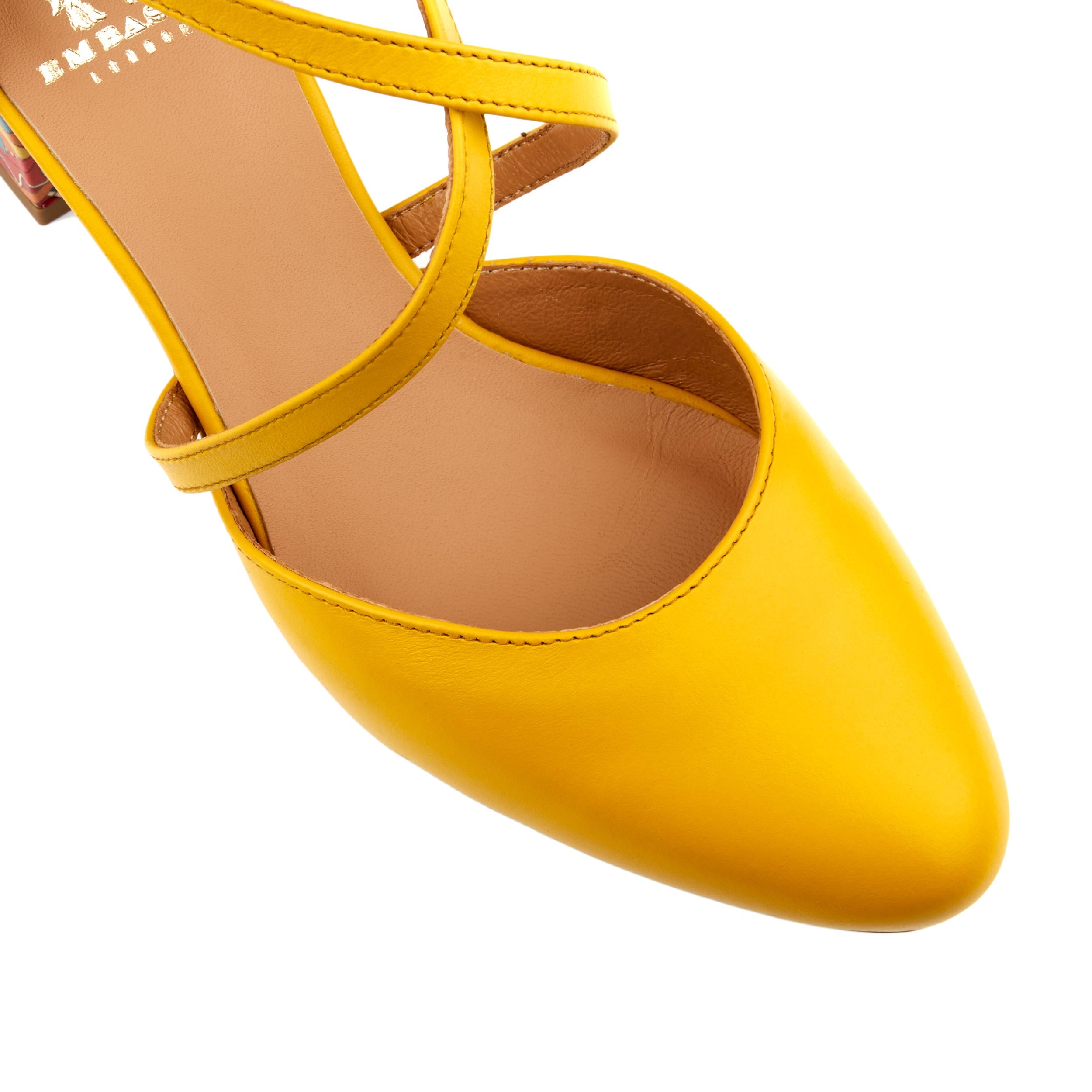 Dannii - Yellow Signature - Women's 2.4 inch block heel closed toe leather sandal