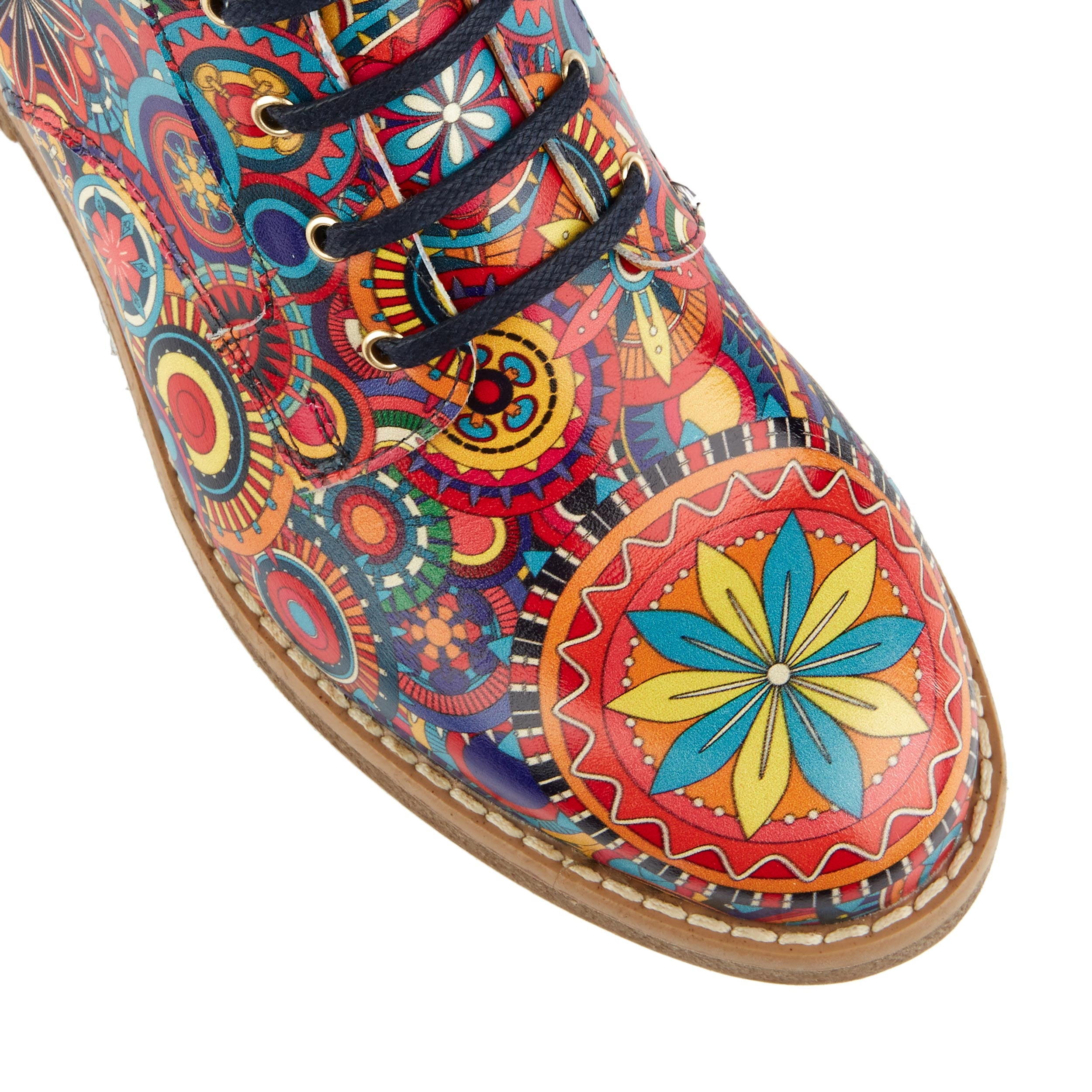 Traveller - Signature - Women's higher ankle leather boot in multicolour pattern