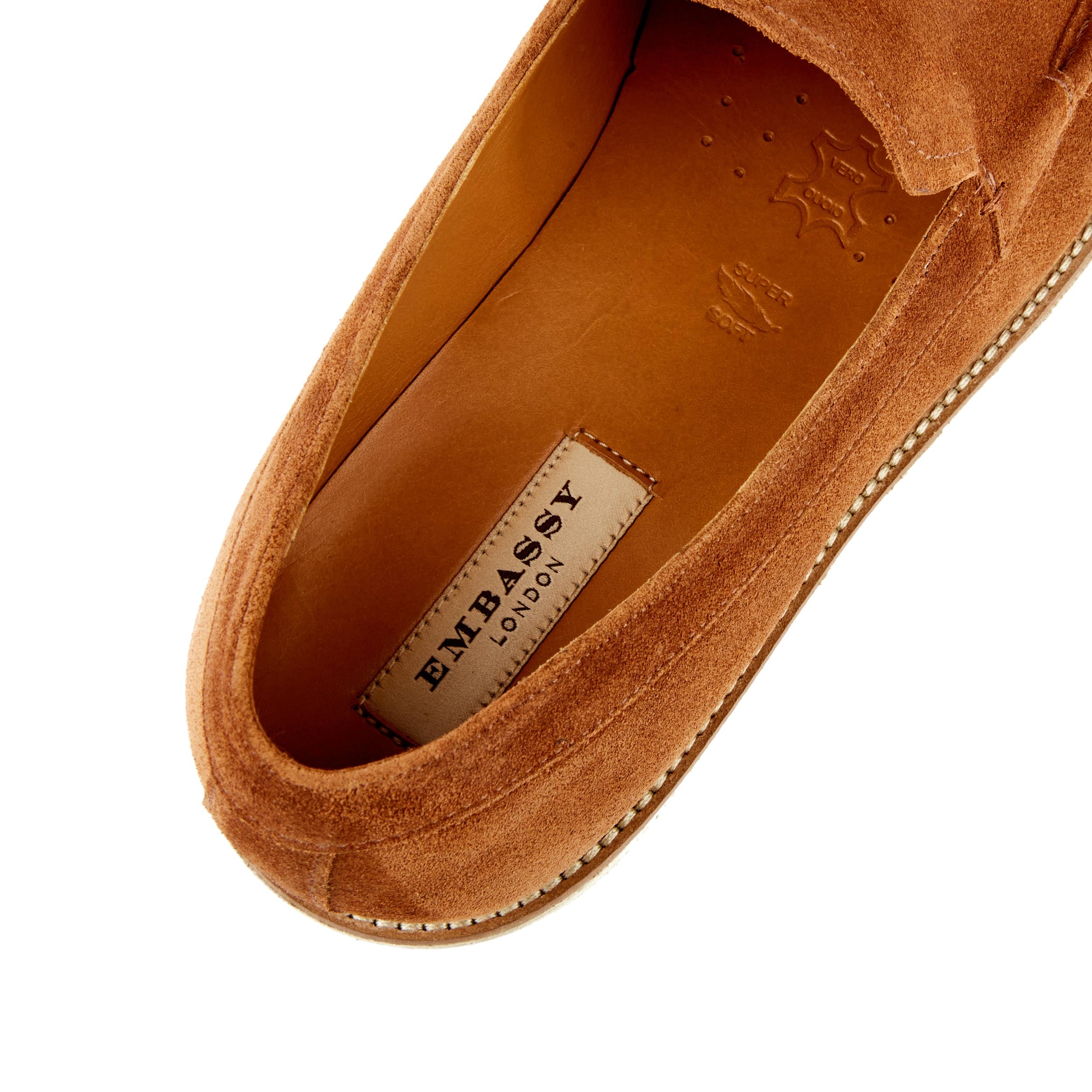 Cruz - Camel - Men's tan suede leather casual slip on with padded insoles