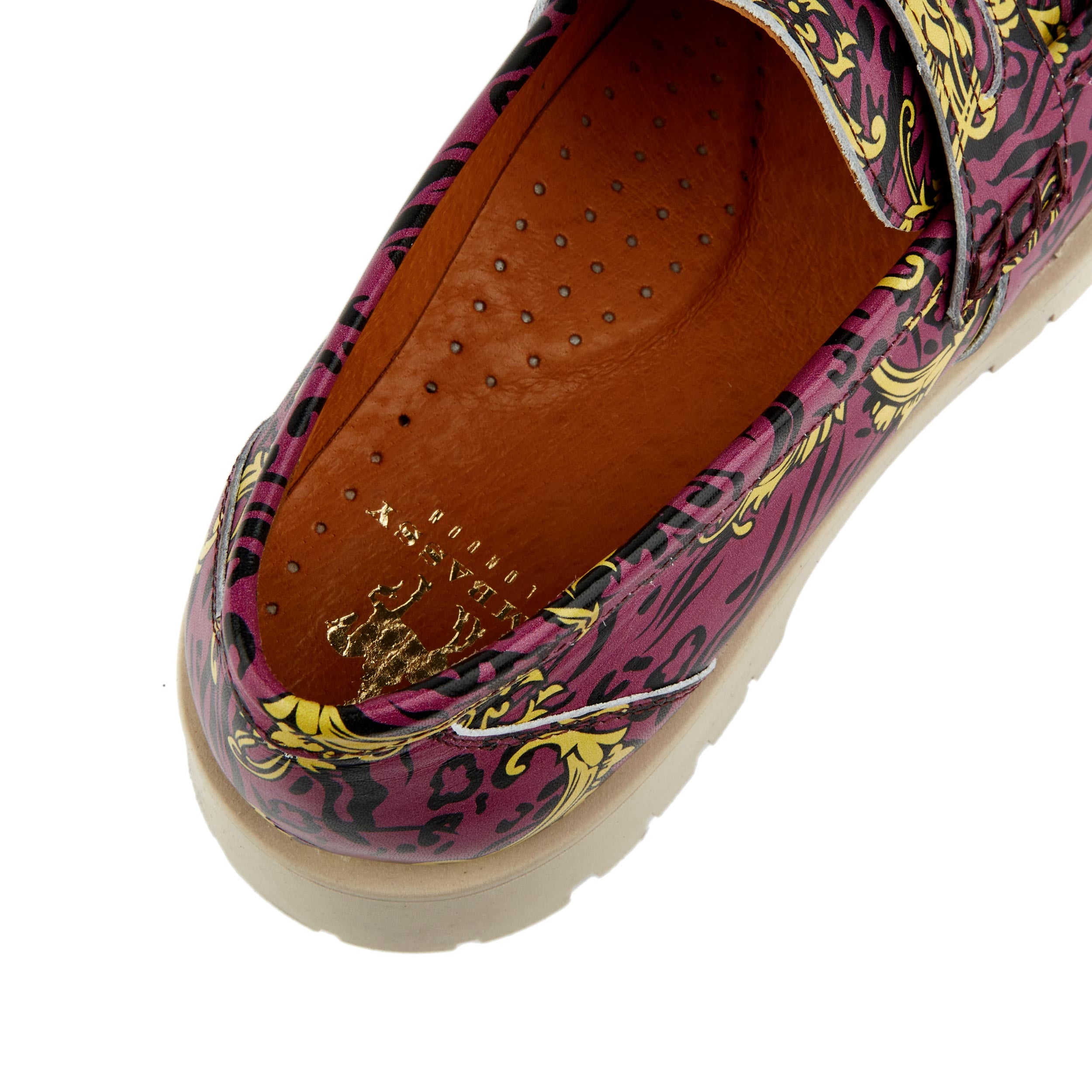 Pier - Purple Yellow - Women's chunky platform sole leather penny loafer in purple